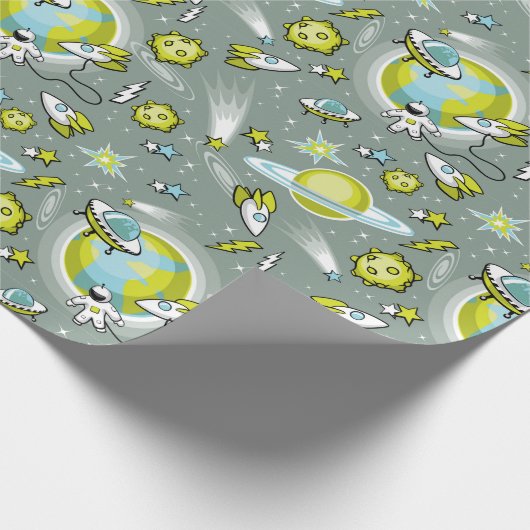 Verjaardag van Space Explorer Cadeaupapier (Hoek)