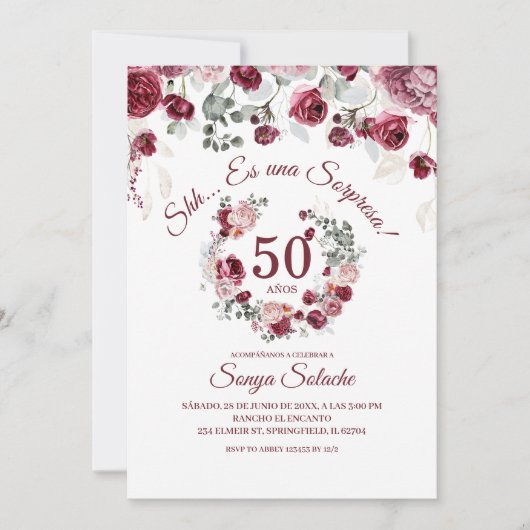 Verjaardag van Spanish Blush en Bourgogne Sorpresa Kaart (Voorkant)