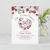 Verjaardag van Spanish Blush en Bourgogne Sorpresa Kaart (Staand voorkant)