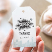 Verjaardag van stripboek-superheld cadeaulabel