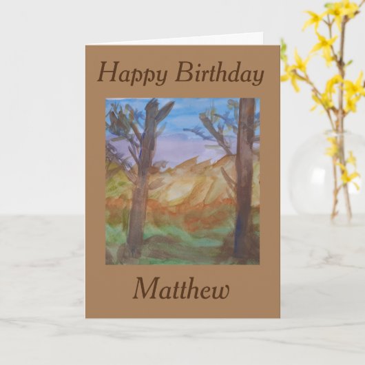 Verjaardag van Sunset Trees Kaart (Gele Bloem)