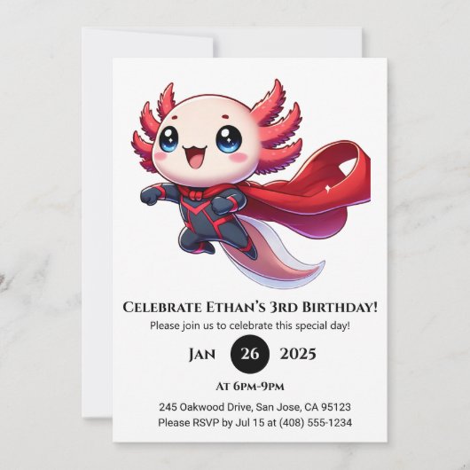 Verjaardag van superheld Axolotl Kaart (Voorkant)