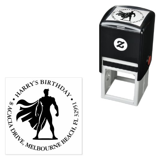 Verjaardag van superheld Bash Zelfinktende Stempel (In situ)