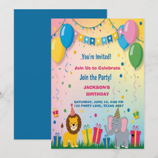 Verjaardag van twee safari dieren kaart