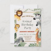 Verjaardag van twee wilde safaridieren kaart (Voorkant)