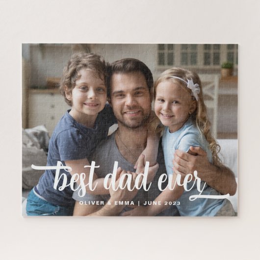 Verjaardag van Vader Beste Papa Ooit Script Foto Legpuzzel (Horizontaal)
