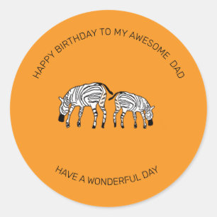 Verjaardag van vader Schattige Keniaanse zebra's Ronde Sticker