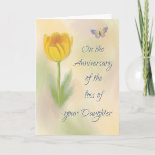 Verjaardag van verlies van dochter Aquarel bloem Kaart