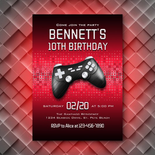 Verjaardag van videospelcontroller kaart