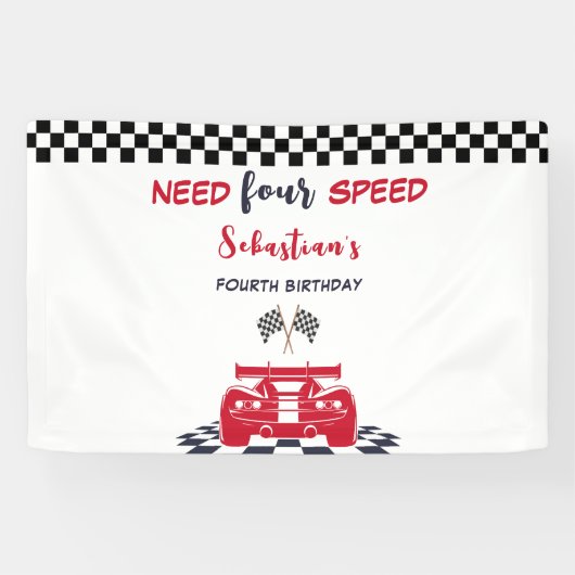 Verjaardag van vier kinderen nodig spandoek (Horizontaal)