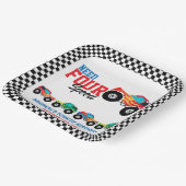 Verjaardag van vier snelheidsmonstervrachtwagen no papieren bordje (Gebogen)