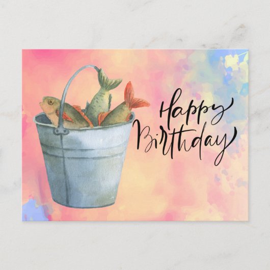 Verjaardag van visliefhebbers met Vis   aquarel  Briefkaart (Voorkant)