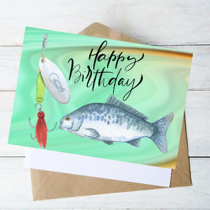 Verjaardag van visliefhebbers met waterverf van vi briefkaart