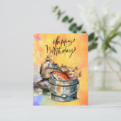 Verjaardag van visliefhebbers met waterverf vis  briefkaart (Staand voorkant)