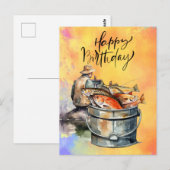 Verjaardag van visliefhebbers met waterverf vis  briefkaart (Voorkant / Achterkant)