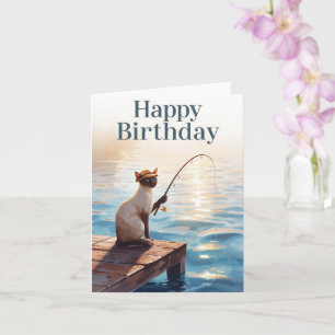 Verjaardag van visliefhebbers met waterverf vis kaart