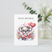Verjaardag van vliegende koala briefkaart (Staand voorkant)