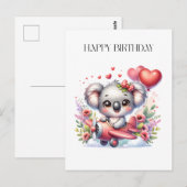 Verjaardag van vliegende koala briefkaart (Voorkant / Achterkant)