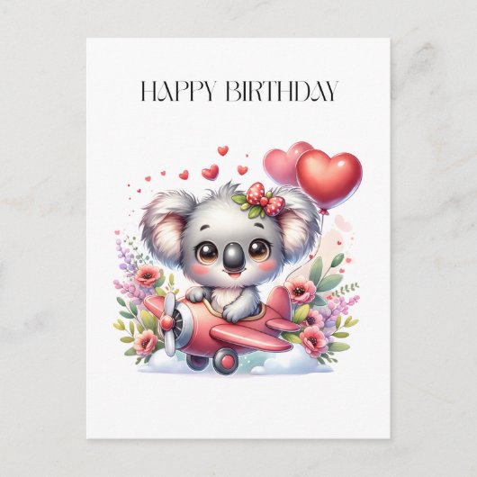 Verjaardag van vliegende koala briefkaart (Voorkant)