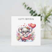 Verjaardag van vliegende koala kaart (Staand voorkant)