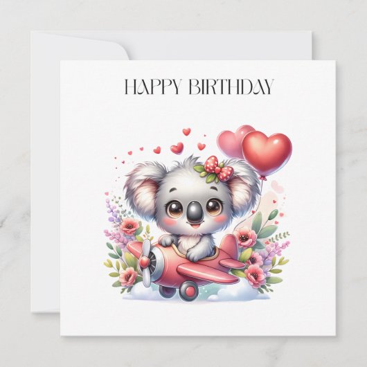 Verjaardag van vliegende koala kaart (Voorkant)