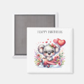 Verjaardag van vliegende koala magneet (Voorkant / Achterkant)