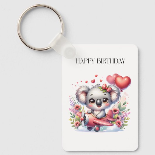 Verjaardag van vliegende koala sleutelhanger (Voorkant)