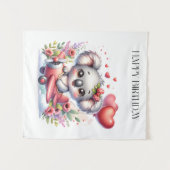 Verjaardag van vliegende koala wandkleed (Voorkant (horizontaal))