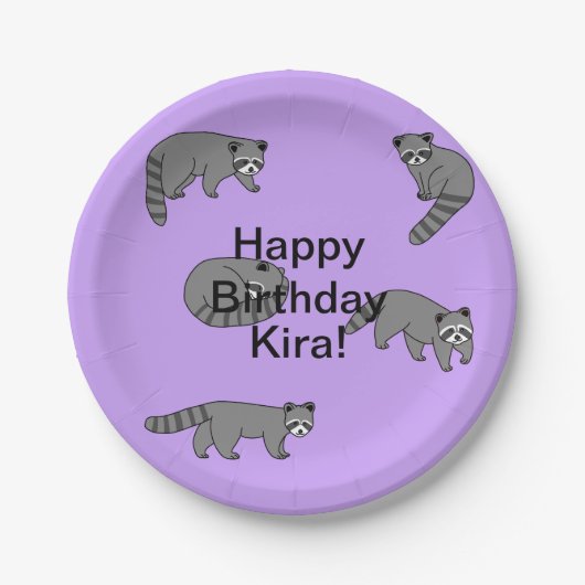 Verjaardag van wasberen papieren bordje (Voorkant)