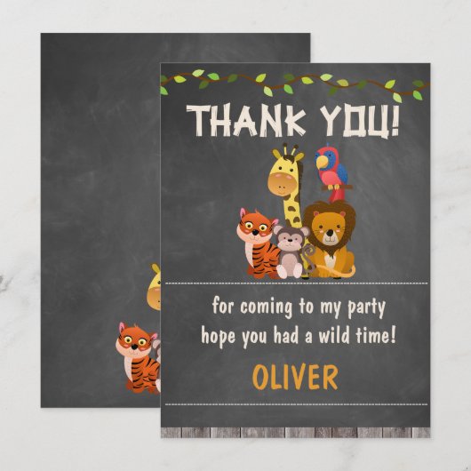 Verjaardag van wilde safaridierenDank u Kaart (Voorkant / Achterkant)