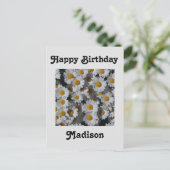 Verjaardag van witte madeliefjes briefkaart (Staand voorkant)