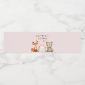 Verjaardag van Woodland Animals Kids Waterfles Etiket (Enkel label)