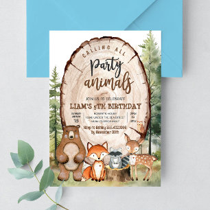 Verjaardag van Woodland Animals Party Forest Kaart