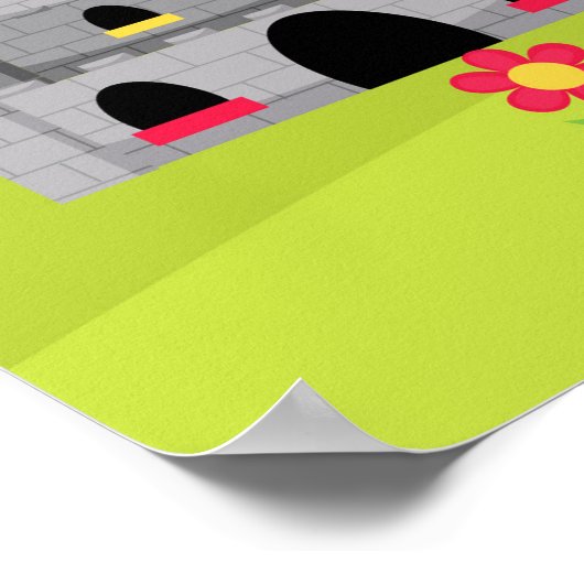 Verjaardag van Ye Brunette Knight Horse & Castle Poster (Hoek)