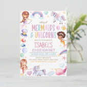 Verjaardag van zeemeerminnen en eenhoorns kaart (Staand voorkant)