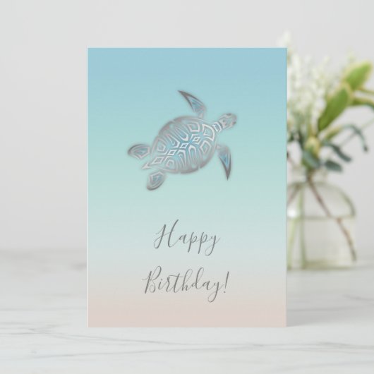 Verjaardag van zilveren zeeschildpadden kaart (Staand voorkant)