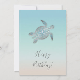 Verjaardag van zilveren zeeschildpadden kaart