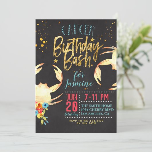 Verjaardag van zodiakanker kaart (Staand voorkant)