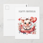 Verjaardag varken piloot briefkaart (Voorkant / Achterkant)