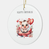 Verjaardag varken piloot keramisch ornament (Links)