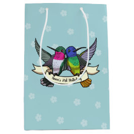 Verjaardag Verander de naam Kleurrijke kolibries Medium Cadeauzakje