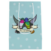 Verjaardag Verander de naam Kleurrijke kolibries Medium Cadeauzakje (Achterkant)