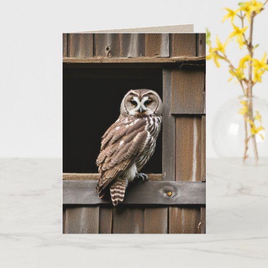 Verjaardag Verblote Uil in Schuur Raam Kaart (Gele Bloem)