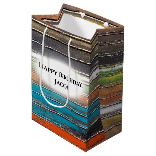 verjaardag , verf op bijthout medium cadeauzakje (Voorkant Gekanteld)