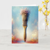 Verjaardag verfkwast met baby's adem kaart (Gele Bloem)