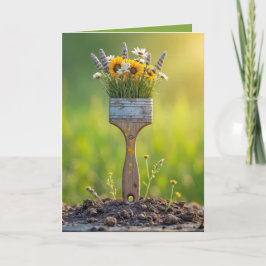 Verjaardag verfkwast met wilde bloemen kaart