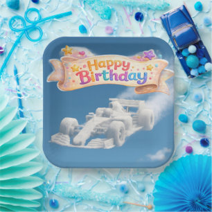 Verjaardag verhoging auto wolk 9 in.² papier papieren bordje