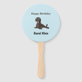 Verjaardag verjaardagsfeestje leuke grijze zeehond handwaaier