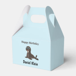 Verjaardag verjaardagsviering knuffelgrijze zeehon bedankdoosjes