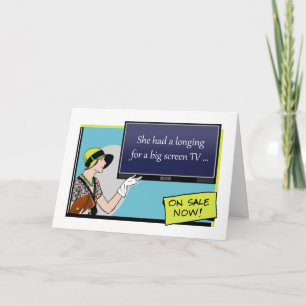 Verjaardag Verlangen,  Retro Lady met TV Kaart